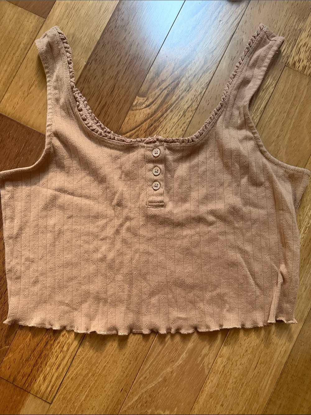 SO Ribbed Cropped Tank Top in Light Brown